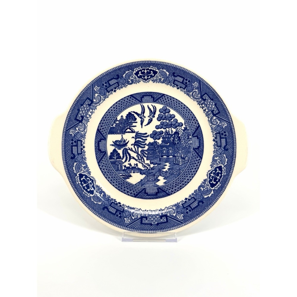 Royal China Willow Ware Blue White Ironstone Platter, Willow Pattern, Handles